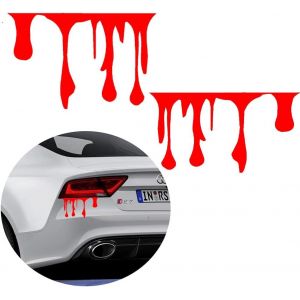 Lot De 2 Autocollants De Voiture En Vinyle Drôles Et Horrifiants Avec Du Sang Qui Coule Rouge - Neuf
