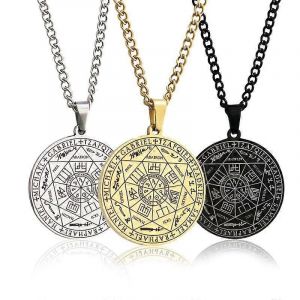 Acier Inoxydable 7 Archanges Amulette Pendentif Colliers Pour Hommes Femmes Vintage Rune Invocation Cercle Magique Sceau Tag Cou Chaîne Bijoux - Neuf