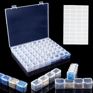 MEVRONISSHOP-Bo&icirc;te de Rangement Bijoux,Compartiments en Plastique Transparent,Boite Diamond Painting Rangement,Boite Compartiment,Petite Boite Plastique,Rangement Diamond Painting,56 Petites Grilles - Neuf