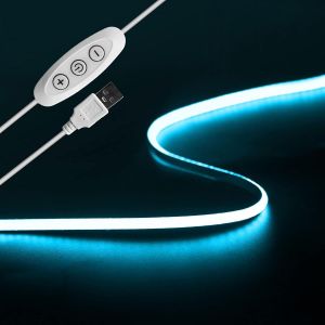Blace Bleue Cob Ruban Led Tv 2M, 5V Usb Gradateur Bande Lumineuse Cob Tv R&eacute;tro&eacute;clairage Cri90+ 4Mm 960Leds Led Lumi&egrave;re Lin&eacute;aire Pour Tv R&eacute;tro-&Eacute;clairage Pc Chambre Cuisine Maison Diy D&eacute;coration - Neuf