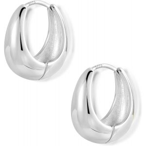 Tianyi-Boucles D'oreilles Créoles En Argent 925, Créoles Épais Petit Grand, Boucles D'oreilles Huggie, Chunky, Hypoallergénique, Plaqué Or 14 Carats, Pour Femme - Neuf