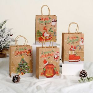 Couleur D'origine De Papier Kraft Portable Sacs-Cadeaux De No&euml;l De La S&eacute;rie 24 Universelle Partie Des Sacs Fourre-Tout En Gros - Neuf
