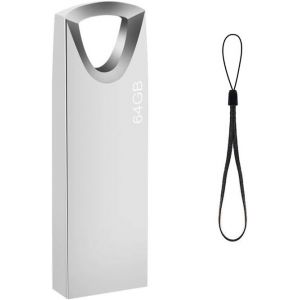 Cle USB 64 GO Mini Clef USB 64GO M&eacute;tal Cl&eacute; USB 64 Giga Imperm&eacute;able USB Flash Drive 64GB avec Crochet pour Ordinateur Portable/PC/Voiture etc (Argent) - Neuf