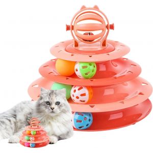 KAL-Jouet De Boule De Chat De Plateau Tournant, Plateau Tournant Interactif De Jouet De Chat | Tour Tournante À 4 Niveaux Pour Chat De Compagnie,Jouet De Balle De Chat D'Intérieur Et D'Extérieur - Neuf