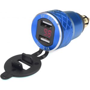 Ayu-12v-24v 4.2a Voltmeter Red Motorcycle Dual Usb Din Socket Pour Bmw Moto - Bleu - Neuf