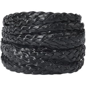 5m*7mm*2mm Cordon en Cuir PU Noir Corde en Cuir PU Plat Plié Cordes en Simili Cuir Fil pour Bricolage Tressage Artisanat Bracelets de Cheville Collier Ras du Cou Fabrication de Bijoux - Neuf