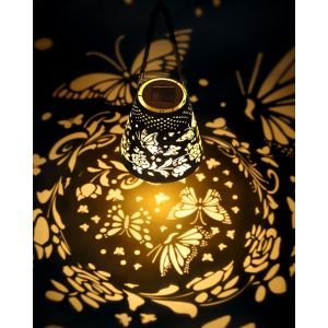 Lanterne Solaire D'extérieur (Papillon), Lampe Solaire Décorative D'extérieur, Suspendue Ou Autoportante, Étanche Ip44, Pour Balcon Et Jardin - Neuf