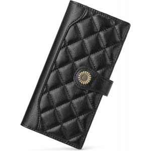 CAUC-Portefeuille Femme Cuir avec Blocage RFID Grande Femmes Embrayage avec Plusieurs Emplacements pour Cartes et Fermeture éclai et Bracelet Portefeuille - Neuf