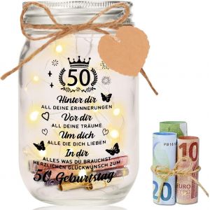 Kalsw-50e Anniversaire Femme Homme Bouteille Lumineuse Led,50 Cadeaux En Argent,D&eacute;coration D'anniversaire,50e Bouteille Lumineuse,Cadeaux Pour 50e Anniversaire Femme Homme - Neuf