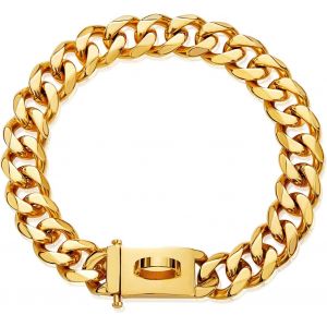 Collier Pour Chien En Or Avec Boucle Solide, Collier Étrangleur À Maillons Cubains Pour Grands Chiens, Collier À Maillons Cubains Bling-Bling Avec Fermoir En Zircone - Neuf