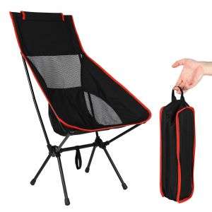 Portable Chaise De Camping (Rouge & Noir), Ulm Chaise De Maille, De Plein Air Chaise Pliable, Compact Chaise De Plage Pliante Portable Chaise Avec Un Sac De Transport Pour L'extérieur - Neuf