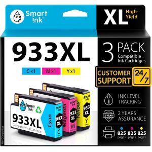 Cartouches d¿Encre Compatibles Alternative pour HP 932xl/933xl 932 933 Pack de 3 (Black Cyan Magenta Jaune) avec Système de Puce Avancée pour Officejet 6600 6100 6700 7110 7610 7612 - Neuf