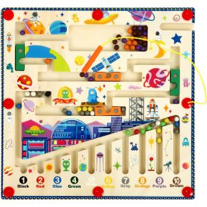 ERYI-Jeux Labyrinthe Magnetique Enfant Montessori Jouet Apprendre Les Couleurs Jeu De Comptag Jouet En Bois-Jeu De Motricité Et De Réflexion Pour Les Enfants De 3-9 Ans - Neuf