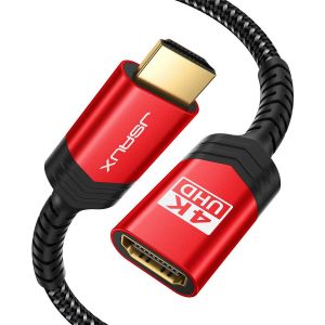 ERYI-Câble D'Extension Hdmi Mâle Vers Femelle 18 Gbps Rouge 2 M Compatible Avec Clé Tv, Ps4, Ps3, Xbox, 4K Uhd, Full Hd, 3D, Arc, Ethernet - Neuf