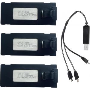 Sansh-Batterie Rechargeable 3,7 V 1 800 Mah Pour E88 E88pro E99 E99pro E525 P1 P5 K3 P15 P15pro Ls-S1s A88 Drone Batterie Quadcopter Avec Câble De Charge Usb (3 Pièces)-Trahoo - Neuf