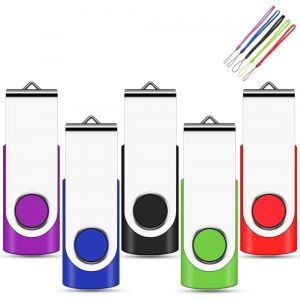 Lot De 5 Cl&eacute;s Usb 2.0 Avec Design Pivotant Pour Plus De Protection 1 Go Multi-Colours - Neuf