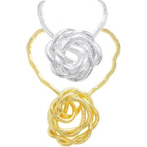 Kal-Lot De 2 Colliers Serpents Flexibles De 900 Mm, Chaîne Pliable, Or, Argent, Agate, Taille Unique, Aluminium, No - Neuf