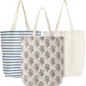 KALANKA-Lot de 3 de Sacs de Courses Réutilisables - Cabas en Tissu à Poignées Solides pour les Courses - 38 x 42 x 9,4 cm - Neuf