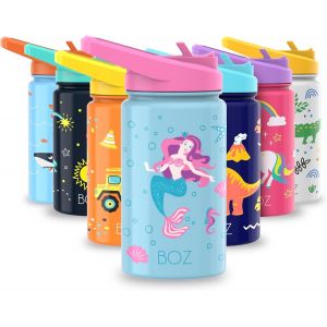 Gourde Isotherme Enfant Avec Paille 414ml, Bouteille D'eau Anti-Fuite Pour Boisson Chaude Ou Froide | Gourde Inox À Double Paroi Isolante Et Motif Anti-Rayures Avec Poignée, Sans Bpa (Sirène) - Neuf