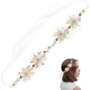 Kal-Serre Tete Bijoux De Cheveux Pour Lady De Communion Fleurs Avec Perles Bandeau De Mariage De Tête Fête Anniversaire Mariées Pour Lady Female Et Woman X04908 - Neuf