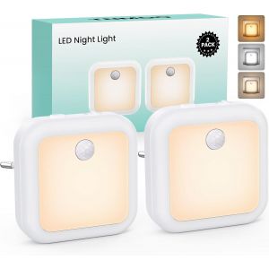 Veilleuses Prise Electrique, [Lot De 2] Veilleuses Detecteur De Mouvement, Veilleuse Led Dimmable, Veilleuse Enfant Avec Capteur De Crépuscule, Pour Chambre, Escalier, Cuisine, Couloir - Neuf