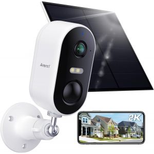 2K Wireless Outdoor WiFi Surveillance Camera with Solar Panel, 24/7, Pan/Tilt, Motion/Sound Detection, Night Vision, Auto Tracking, Two-Way Audio, Alexa - Neuf