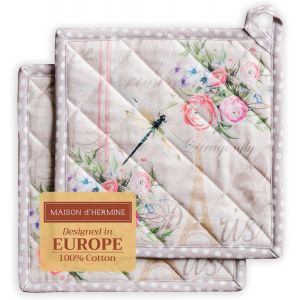 Champ De Mars Lot de 2 maniques,100% Coton,pour Barbecue,Cuisson,Four,Micro-Ondes,grillades,Printemps/&eacute;t&eacute;,P&acirc;ques,(20cm x 20cm) - Neuf