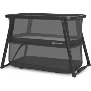 Kinderkraft Sofi Plus, Lit Bébé, Berceau, Lit De Voyage, De La Naissance À 3 Ans, Jusqu'à 15 Kg, Pliage Rapide, Parfait Pour Les Déplacements, Housse En Coton, 2 Draps Offerts, Gris - Neuf