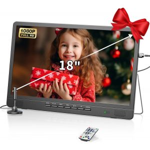 MEVRONISSHOP-TV Portable 18 Pouces avec antenne, Mini t&eacute;l&eacute;viseur LCD avec Tuner DVB/T2, Mini TV LCD 12V, HD 1080P, pour Le Camping en Plein air, la Chambre, la Cuisine, supporte Les entr&eacute;es USB/HDMI/ - Neuf