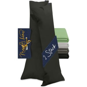 Kalanka-Velvety Soft 1615.2355 Lot De 2 Housses De Coussin Pour Coussin De Positionnement Latéral Noir 40 X 145 Cm - Neuf