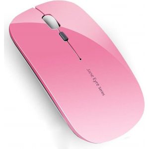 KALANKA-Q5 Souris sans Fil Rechargeable, Ultra-Mince Optique Mouse Silencieux 1600 DPI Réglable Wireless Mouse pour Ordinateur, PC, Portable, MacBook (Rose) - Neuf