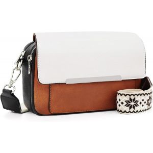 RFCBC-Sac Bandoulière Femme avec 3 Comparitments, Sac à Main Femme Bandoulière En Cuir Pu Pochette Sac A Main Femme Avec Large Sangle Réglable et Amovible, Léger et Imperméable, pour un Usage Quotidi - Neuf