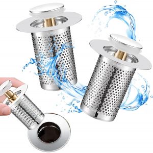 2 Pièces Filtre Lavabo En Stainless Steel,33-55Mm Universel Floor Drain Filter Pop-Up Bouchon De Lavabo Flitre De Vidange Anti-Blocage Avec Panier-Filtre Amovible Pour Salle De Bai[POU8808366] - Neuf