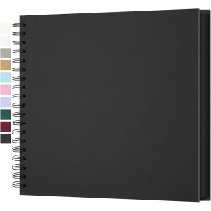 Album Photo Scrapbooking DIY 25,5x25,5 cm Papier Kraft Rigide avec 50 Feuilles,Livre de Souvenirs Photographiques pour Familles et Mariages,Noir - Neuf