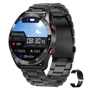 Ecg + Ppg Bluetooth Appel Montre Intelligente Hommes Laser Santé Pression Artérielle Fitnes Montres De Sport Homme Sport Étanche Smartwatch + Boîte.Black Steel. - Neuf
