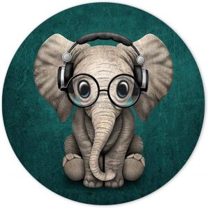 Tapis De Souris Rond, Tapis Souris Pour Ordinateur Pc Bureau Portable, &Eacute;tanche Surface Lisse, Base Antid&eacute;rapante En Caoutchouc, Avec Bord Cousu, &Eacute;l&eacute;phant Mignon - Neuf