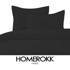 Housse De Couette 140x200 Cm Homerokk + 1 Taie 65x65 Cm 100 % Coton &iquest; Noir - Neuf
