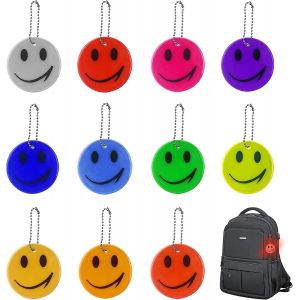 Lot De 11 Pendentifs Réfléchissants Smiley, Réflecteur De Sécurité, Réflecteur Pour Enfants, Réflecteur De Sécurité, Pour Cartable, Vêtements, Sac À Dos, Vélo, Marche, Course À Pied - Neuf