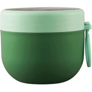 Tasse De Petit-Déjeuner Assortie (Verte) Tasse De Yaourt Étanche Avec Cuillère, Tasse De Petit-Déjeuner Assortie Portable Pratique, Boîte De Collation Extérieure De 600 Ml - Neuf