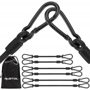 ERYI-Lot De 6 Tendeurs En Caoutchouc Avec Mousqueton - Noir - 3 Tailles - 20 Cm, 40 Cm, 60 Cm - Pour Voile D'Ombrage, Bâches, Jardin, Voiture - Neuf