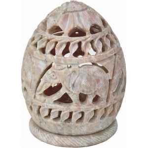 KALANKA-® Main éléphant Forme geschnitzten stéatite Ovale geformte Petite lumière de thé de Support Bougie avec Jali ¿ Grille de 3,5 Pouces - Neuf