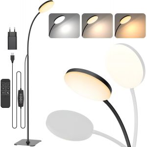 Lampadaire Avec Télécommande [3 Couleurs & 10 Luminosités] Lampes De Lecture Led Fines Sur Pied,Lampadaire Flexible Réglable Par Variateur Pour Chambre D'enfant,Bureau,Salon.[J3] - Neuf
