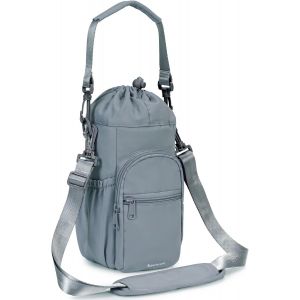 Porte Bouteille Isotherme Sac Gourde Avec Bandouli&egrave;re 1l Avec Poche Pour T&eacute;l&eacute;phone Sac Bouteille D'eau Pour La Randonn&eacute;e &Agrave; Pied, Vert - Neuf