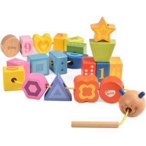 JGD-Blocs &agrave; Lacer Chenille - enfilage et empilage - comptage, nombres, Formes - motricit&eacute; Fine pour Tout-Petits et Enfants - Neuf