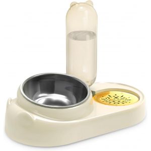 Kalanka-Gamelle Pour Chat En Acier Inoxydable, Gamelle D'eau Par Gravité Pour Chat Avec Bouteille Distributeur D'eau Automatique, Gamelle De Nourriture Inclinée Pour Chats Et Petits Chiens - Neuf