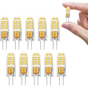 Ampoules Led G4 Ac/Dc 12v 150lm Blanc Naturel 4000k,1.3w Ampoules Led De Remplacement G4 15w Ampoules Halogènes,Ampoule À Économie D'énergie G4 Pour Chambre À Coucher,Cuisine Hotte(Lot De 10) - Neuf