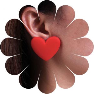 Kal-Boucles D'oreilles Coeur Rouge En Acrylique Boucles D'oreilles Pendantes Coeur Rouge En Résine Boucles D'oreilles Coeur En Acrylique Boucles D'oreilles Coeur Couleur Bonbon Bijoux Pour - Neuf