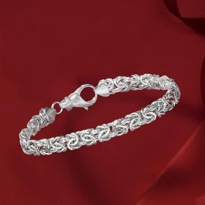 Petite De L'argent Sterling Bracelet Byzantin - Neuf
