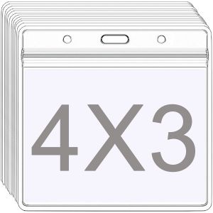 Pack de 12 supports d'identit&eacute; en PVC transparent grand format (8,1 cm x 11,4 cm) avec double trou de suspension et r&eacute;sistance &agrave; l'eau - Neuf