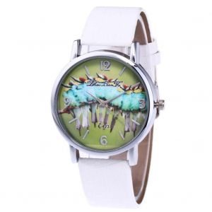 Zhoulianfa Cadran Rond R&eacute;glable Bracelet En Cuir Quartz Montre Analogique Montre-Bracelet (Blanc) - Neuf